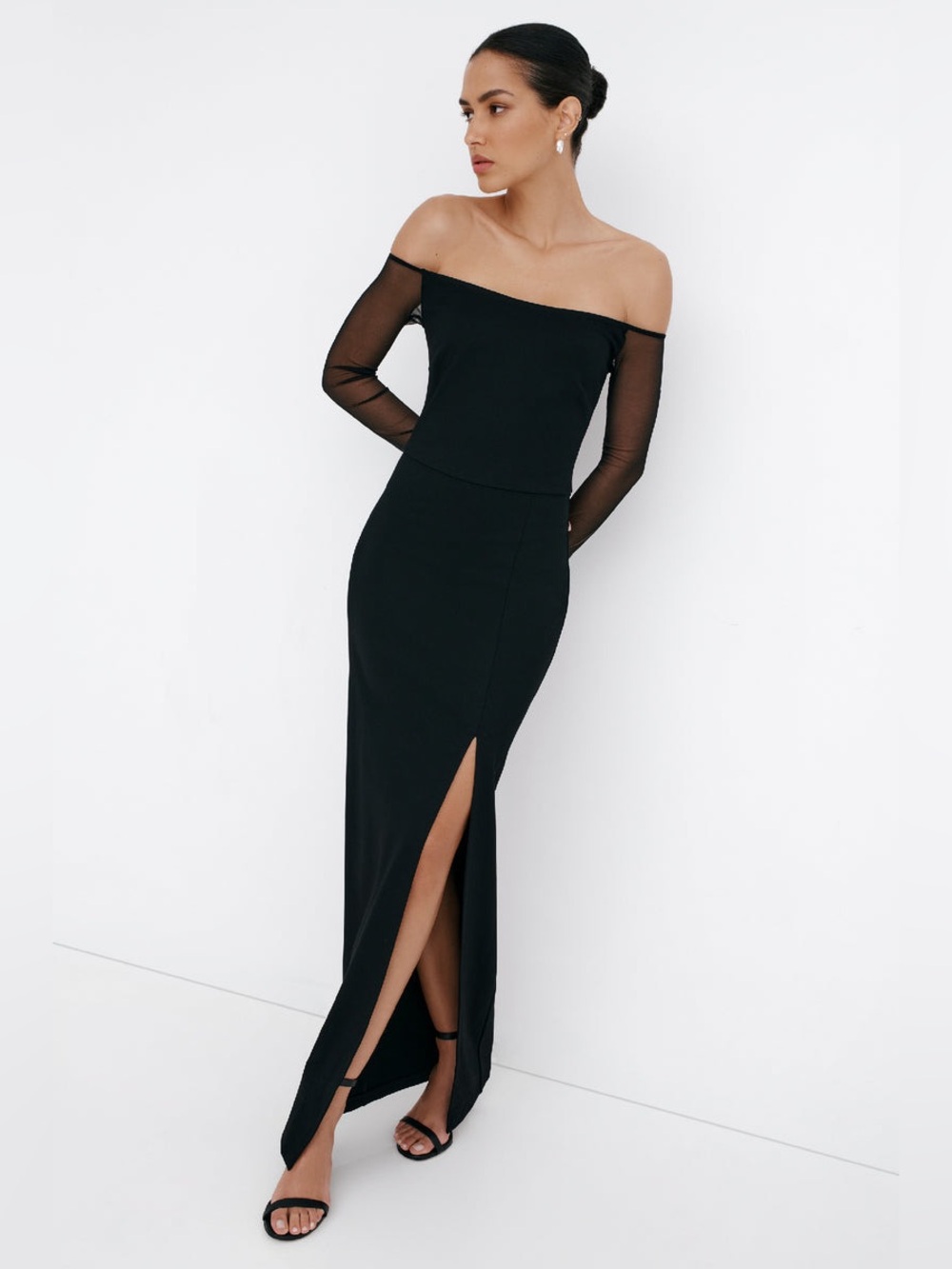 Marcella NYC Marian Dress Gown European Ponte Off Shoulder Size Large